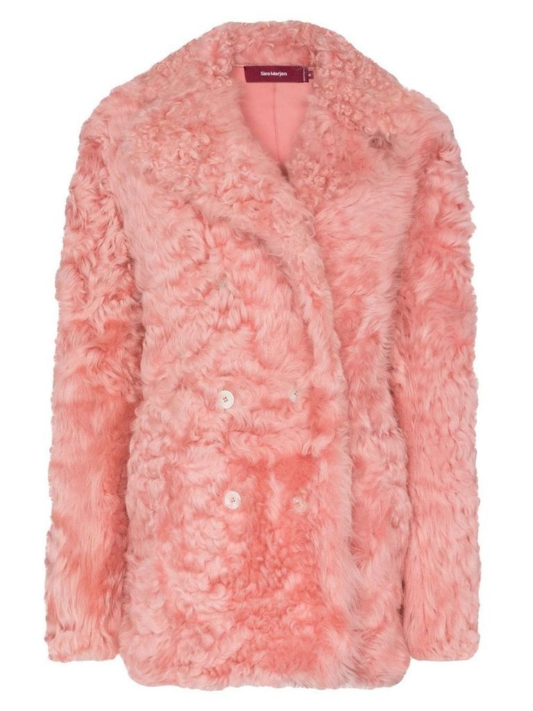 Sies Marjan Pippa shearling pea coat - Pink