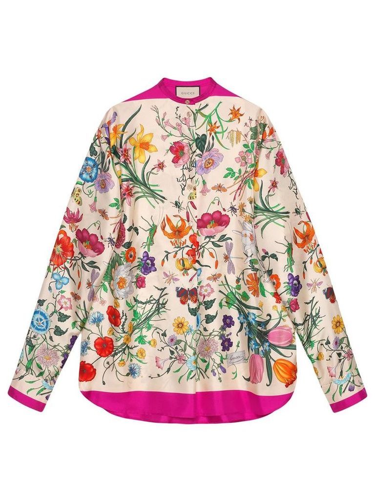 Gucci Oversize shirt with Flora print - NEUTRALS