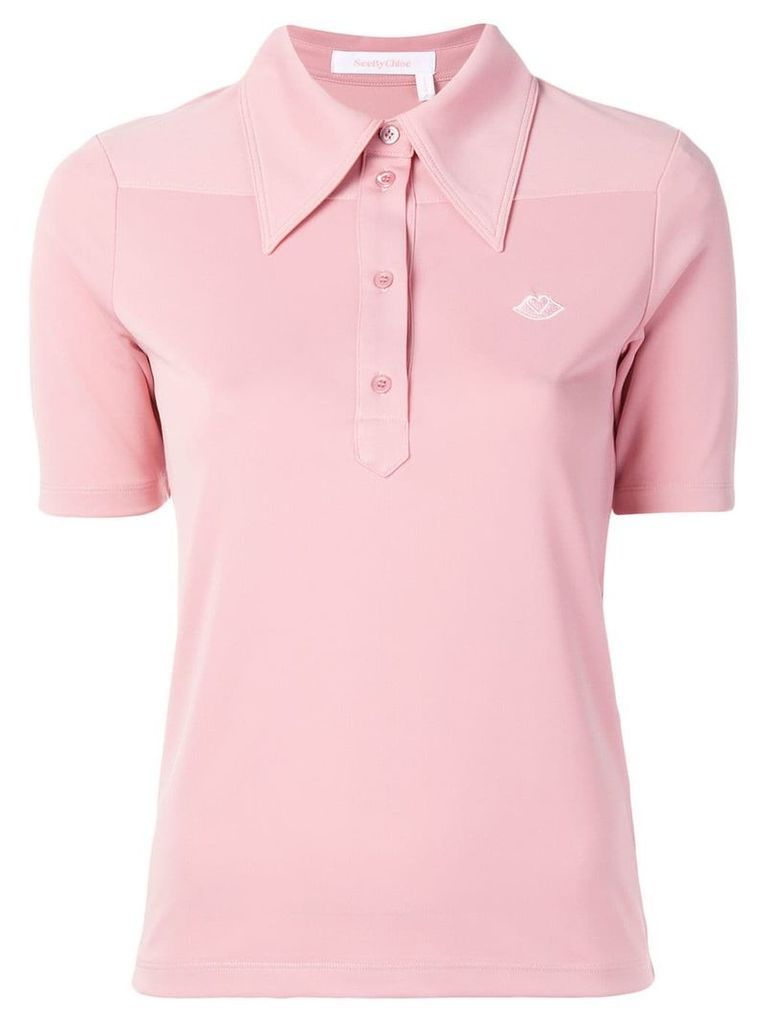 See By Chloé embroidered bisou polo shirt - Pink