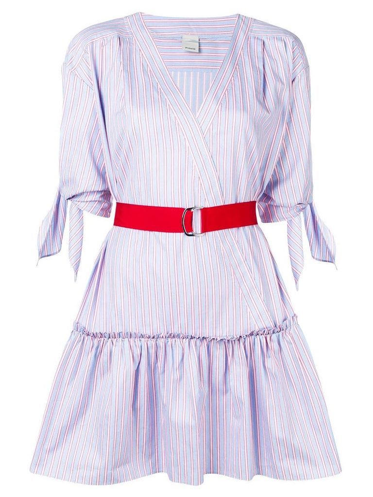 Pinko striped belted mini dress - Blue