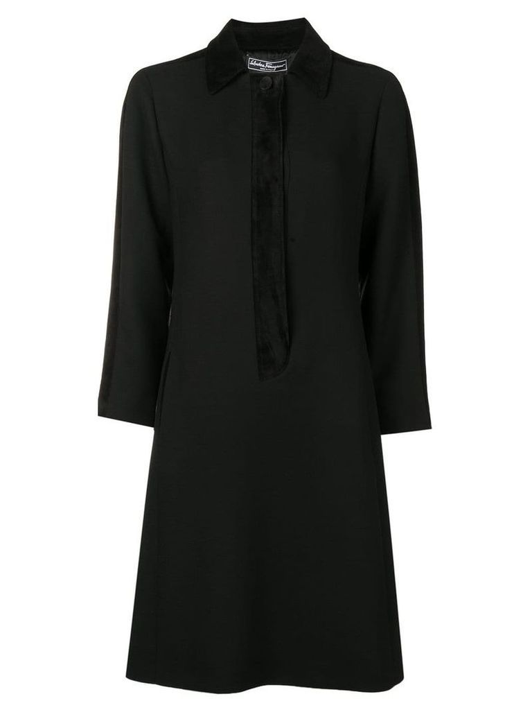 Salvatore Ferragamo tone on tone coat dress - Black