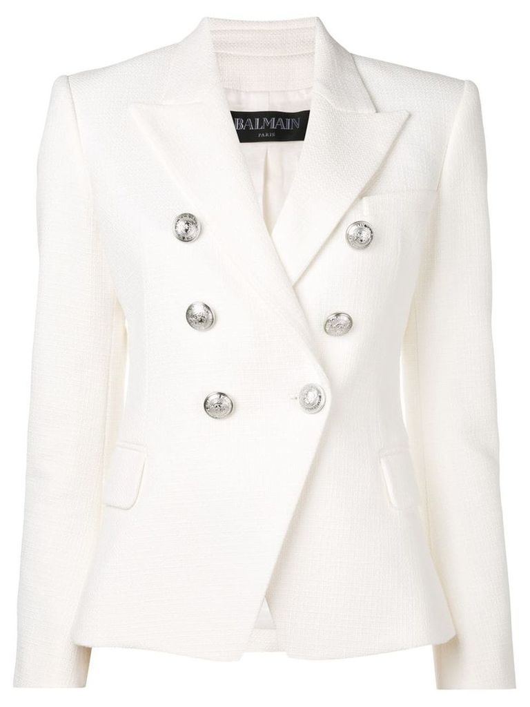 Balmain button embellished blazer - White