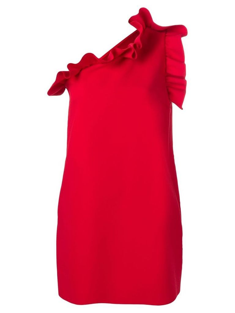 MSGM ruffle-trim one-shoulder mini dress - Red