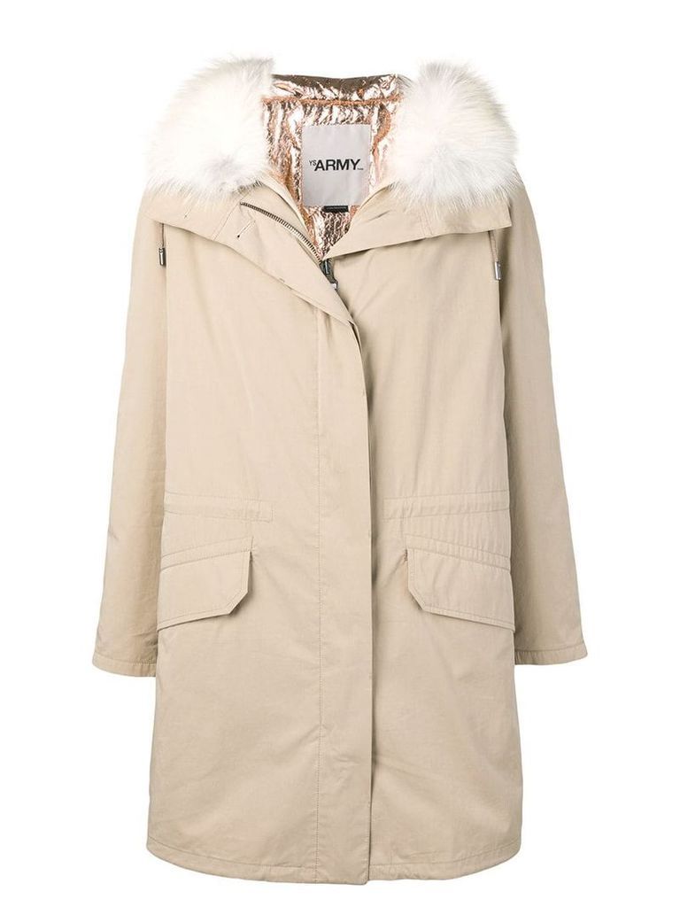 Yves Salomon Army fox fur hooded coat - Neutrals