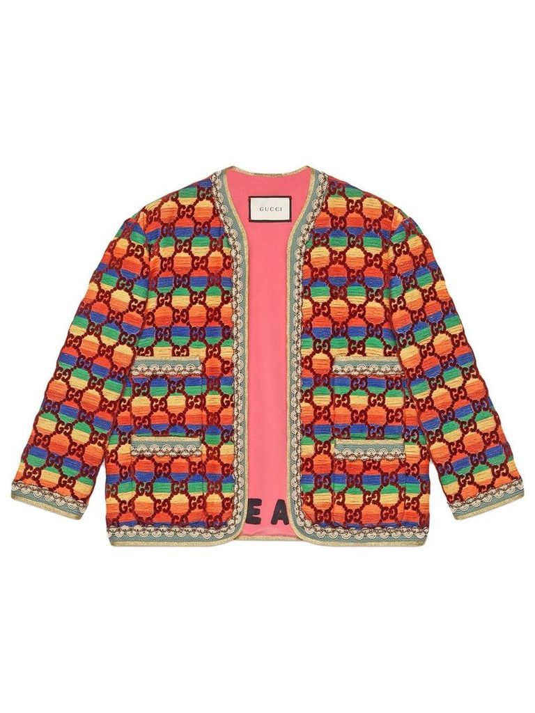 Gucci GG rainbow velvet jacket - Multicolour