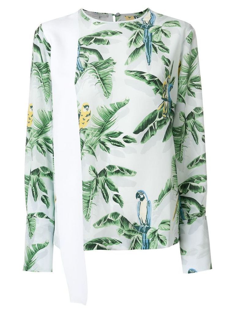 Stella McCartney palm leaf and parrot print top - White