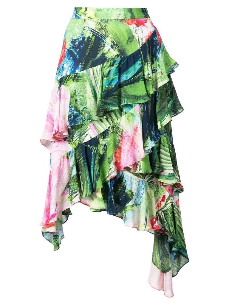 Josie Natori Sunset Palms tiered skirt - Multicolour