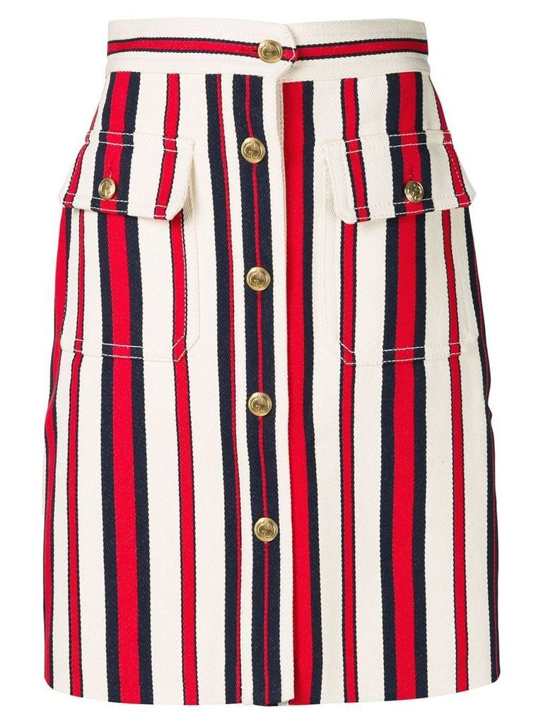 Gucci A-line striped denim skirt - White