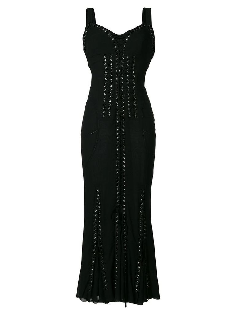 Dolce & Gabbana lace-up long corset dress - Black