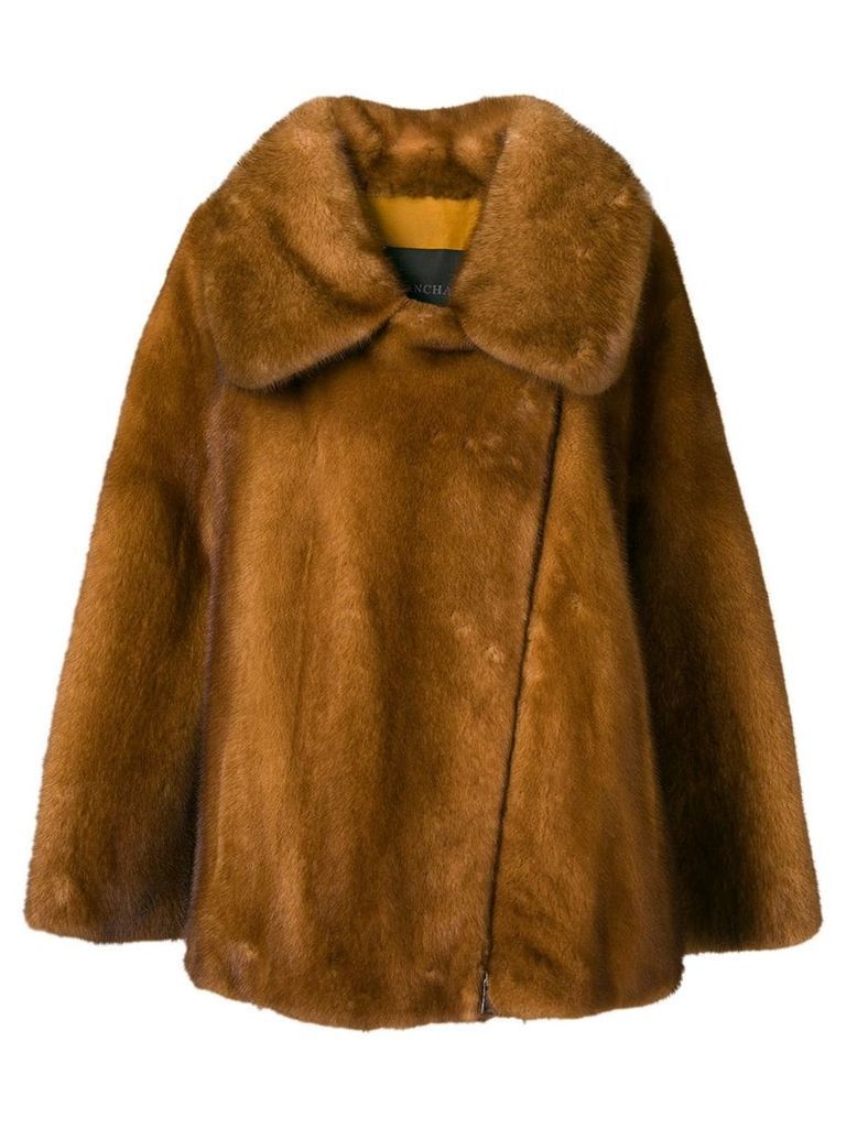 Blancha fur zipped coat - Brown