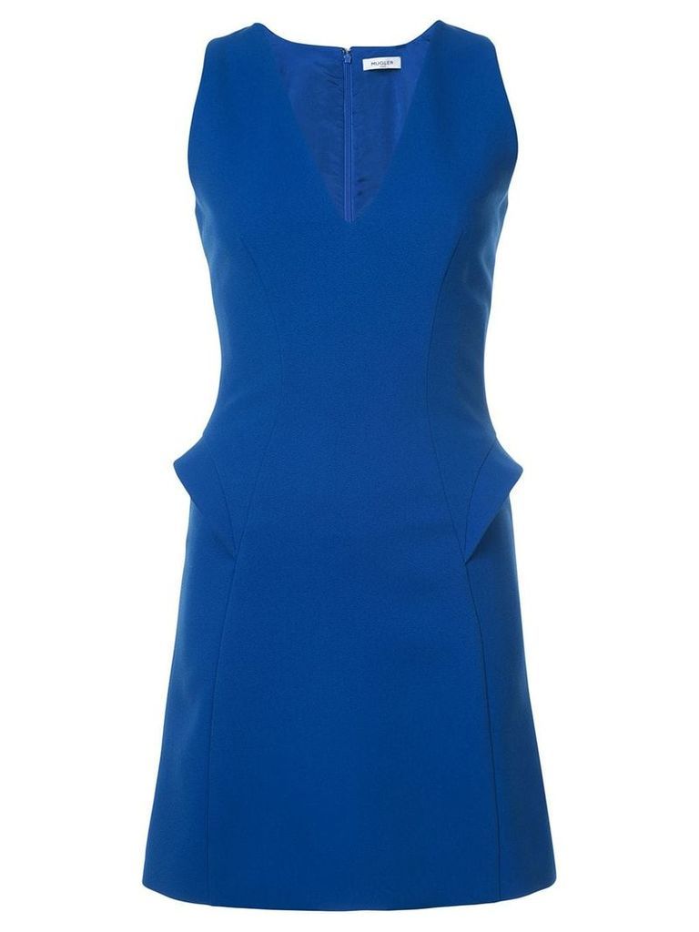 Mugler v-neck shift dress - Blue