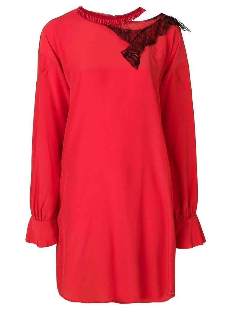 Giacobino cut out embellished neck shirt dress - Red