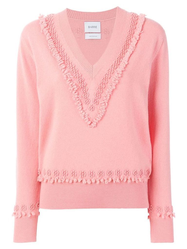 Barrie Romantic Timeless cashmere V neck pullover - PINK