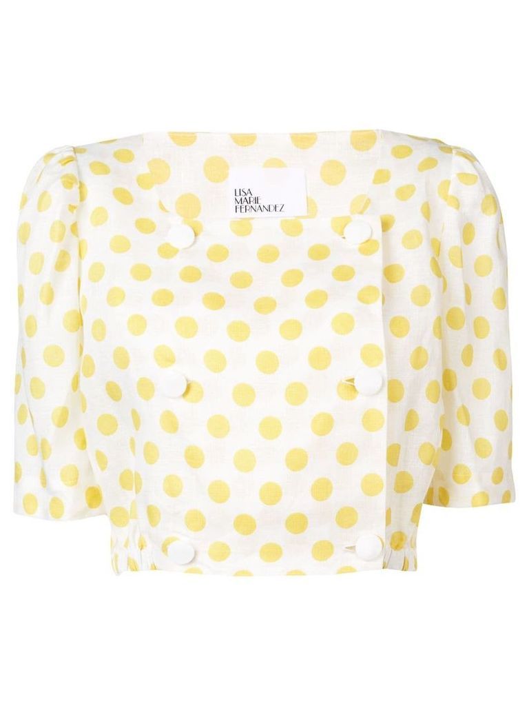 Lisa Marie Fernandez polka-dot cropped blouse - Yellow