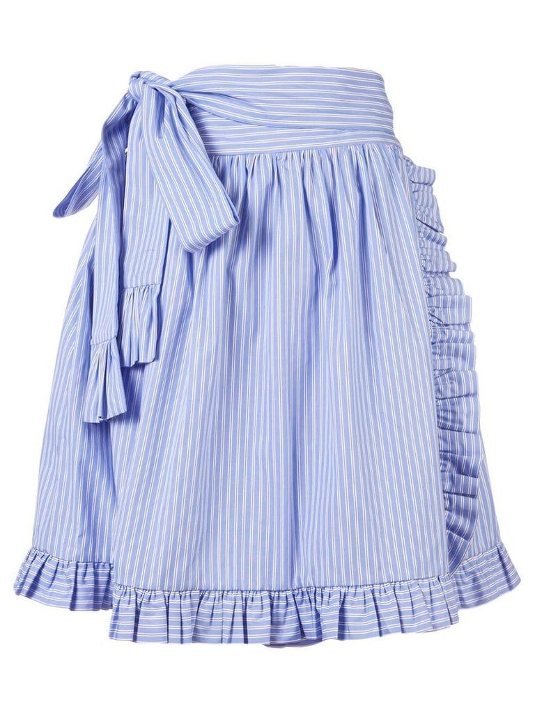 Stella McCartney striped ruffle-trimmed skirt - Blue