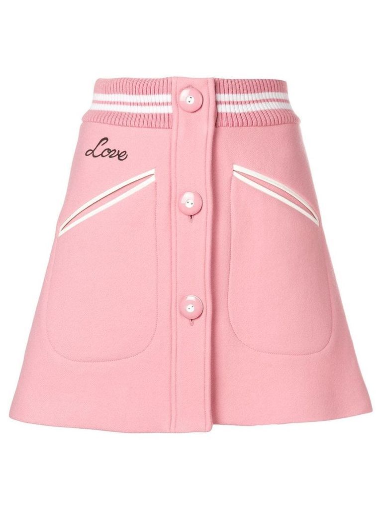 Miu Miu rib trim button front mini skirt - PINK