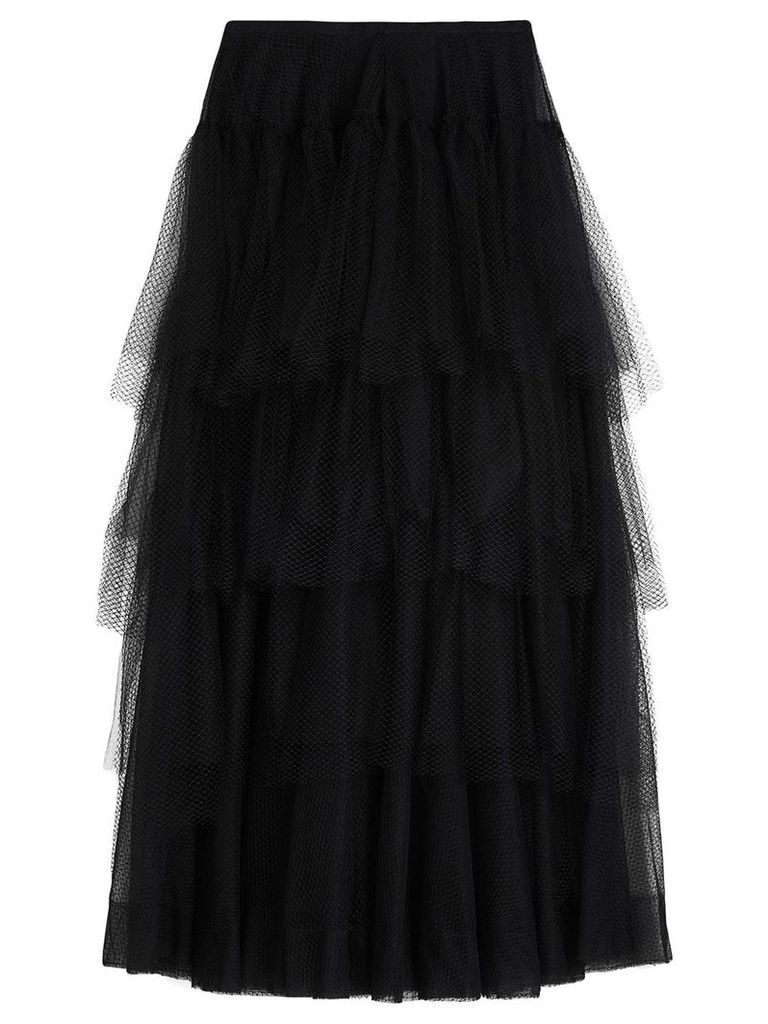 Burberry Tiered Open-net Tulle Skirt - Black