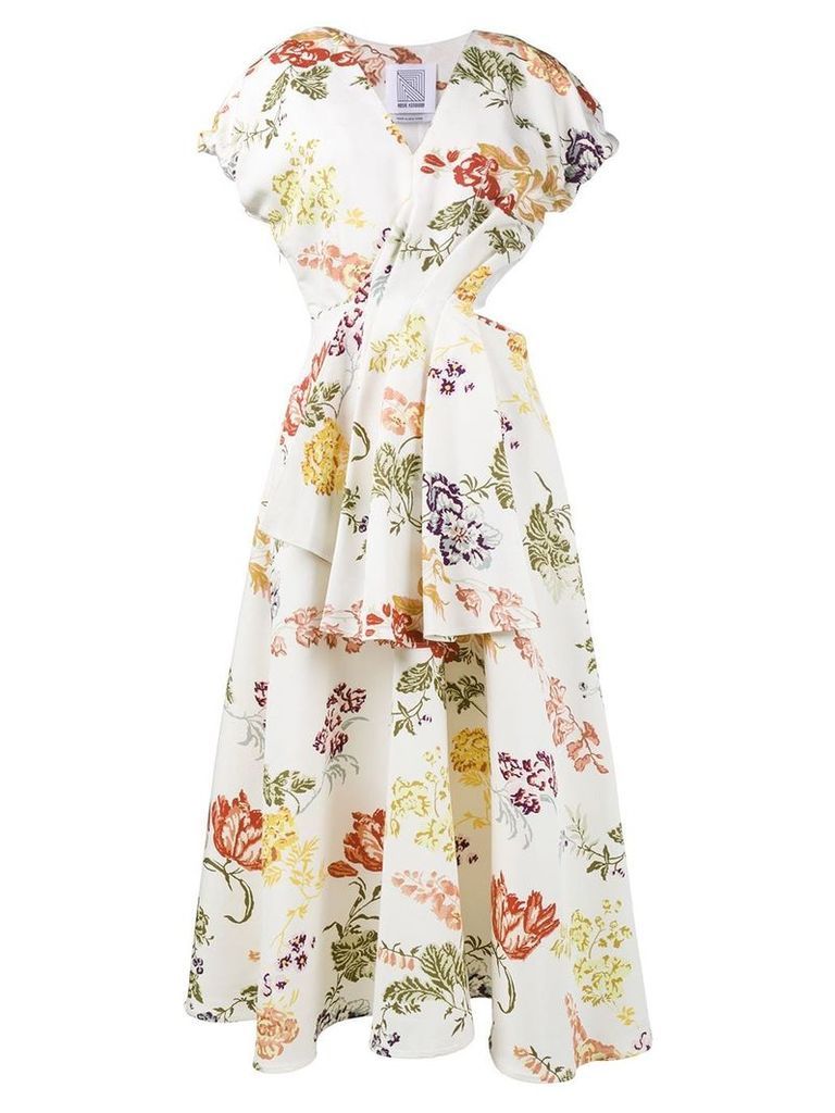 Rosie Assoulin floral print cutout dress - White