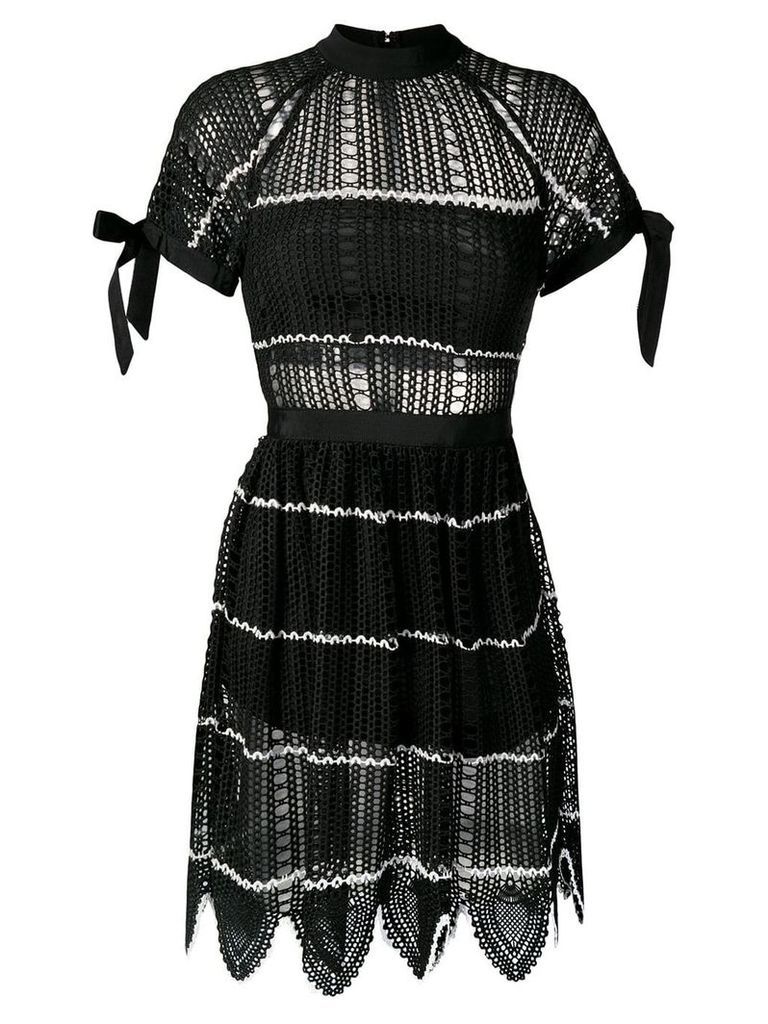 Self-Portrait mesh knit dress - Black
