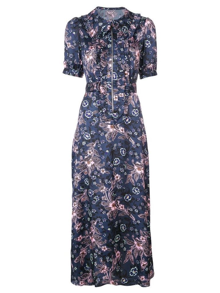 Jill Stuart frilled floral shirt dress - Blue