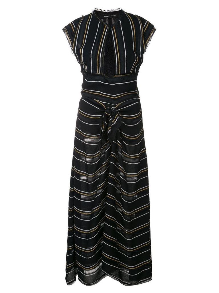 Proenza Schouler Crêpe Striped Tied Dress - Black