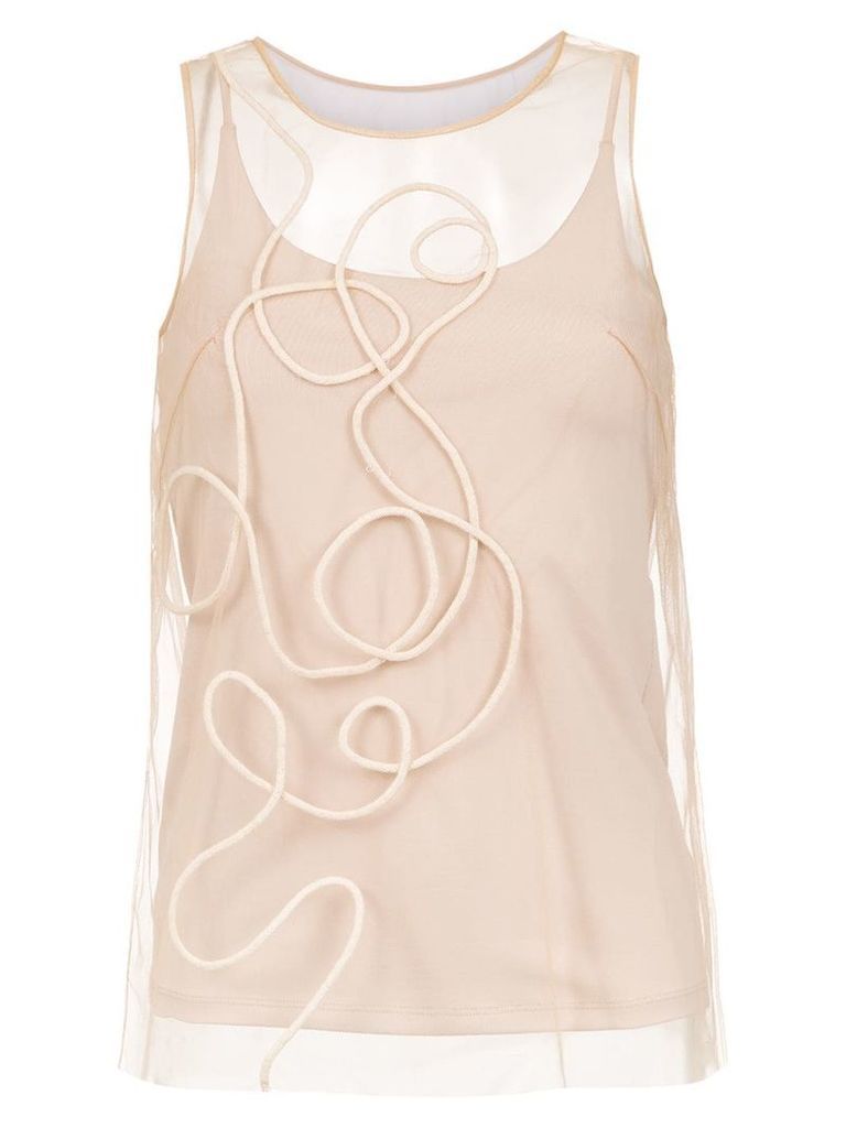 Mara Mac embroidered tulle top - NEUTRALS