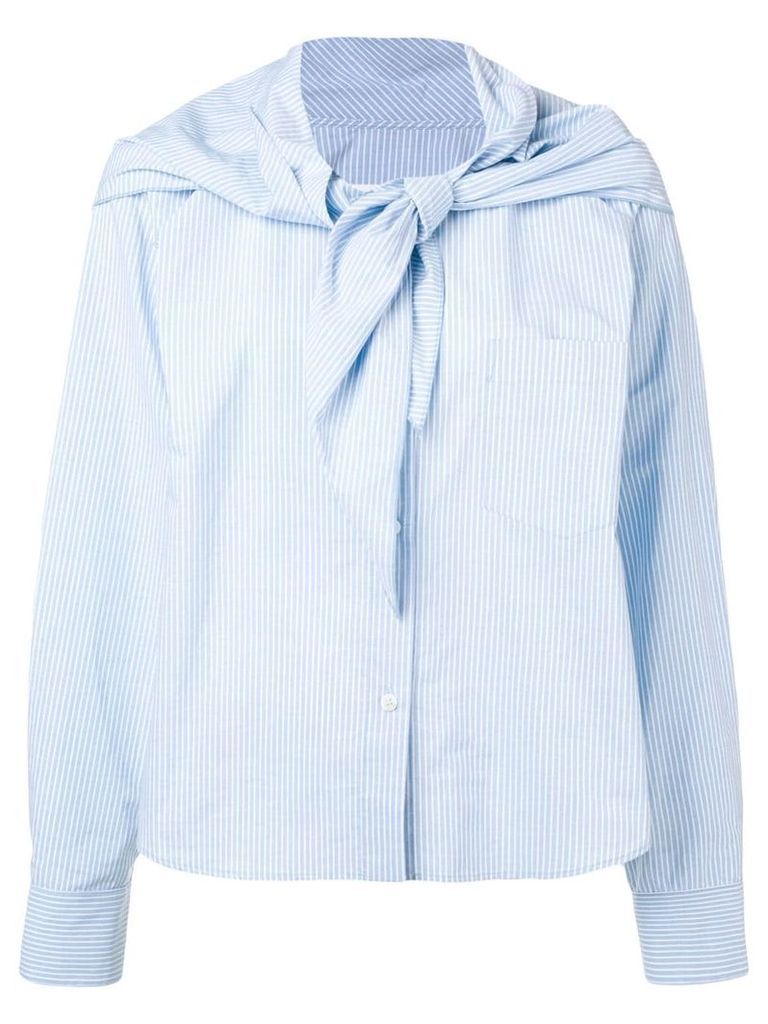 Mm6 Maison Margiela knot detail striped shirt - Blue