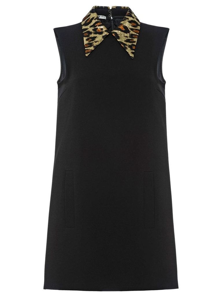 Miu Miu leopard collar mini dress - Black