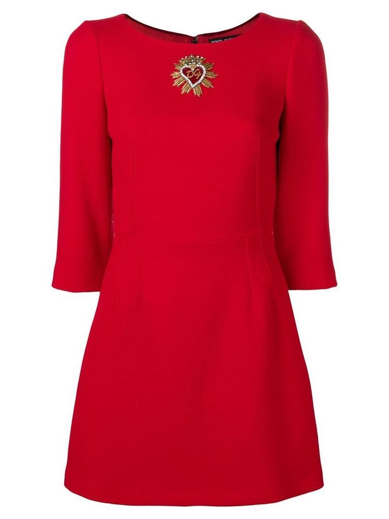 Dolce & Gabbana embellished heart mini dress - Red