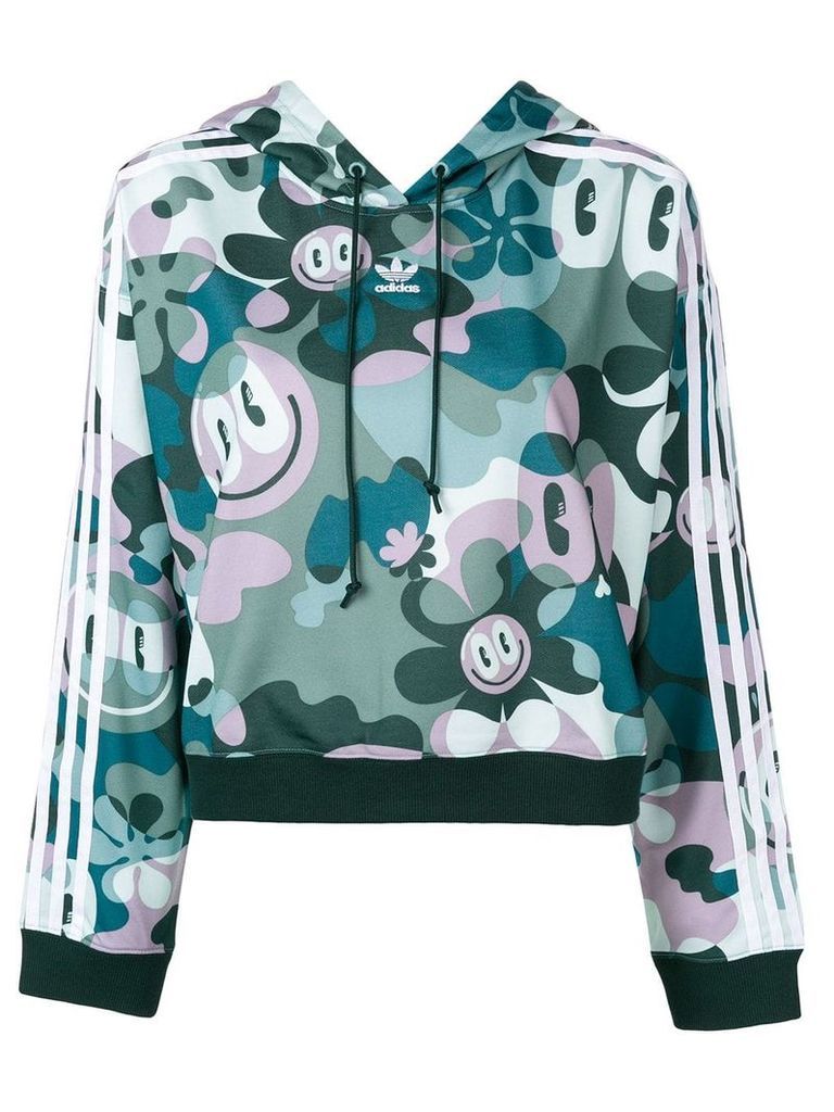 Adidas all-over print cropped hoodie - Green