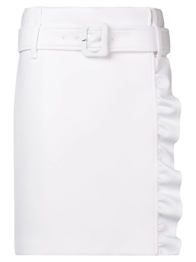 Prada ruffle trim midi skirt - White
