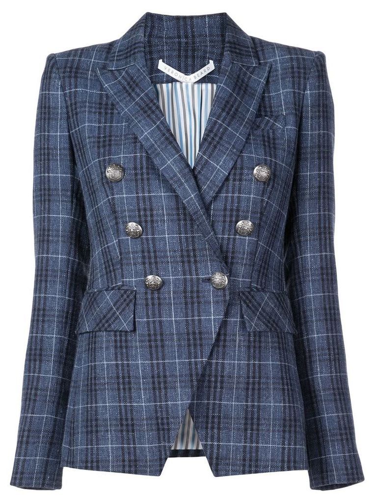 Veronica Beard checked double-breasted blazer - Blue