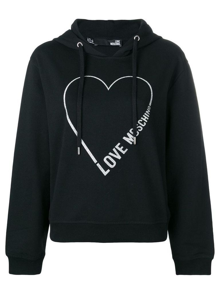 Love Moschino logo heart hoodie - Black