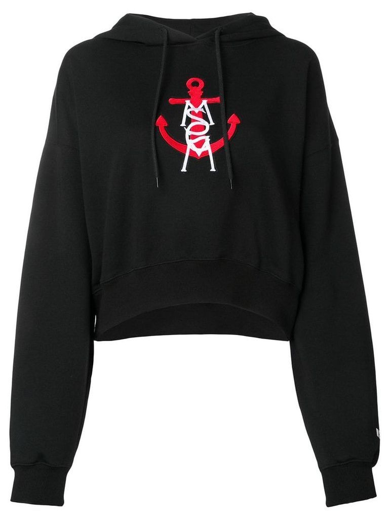 MSGM logo anchor-embroidered hoodie - Black