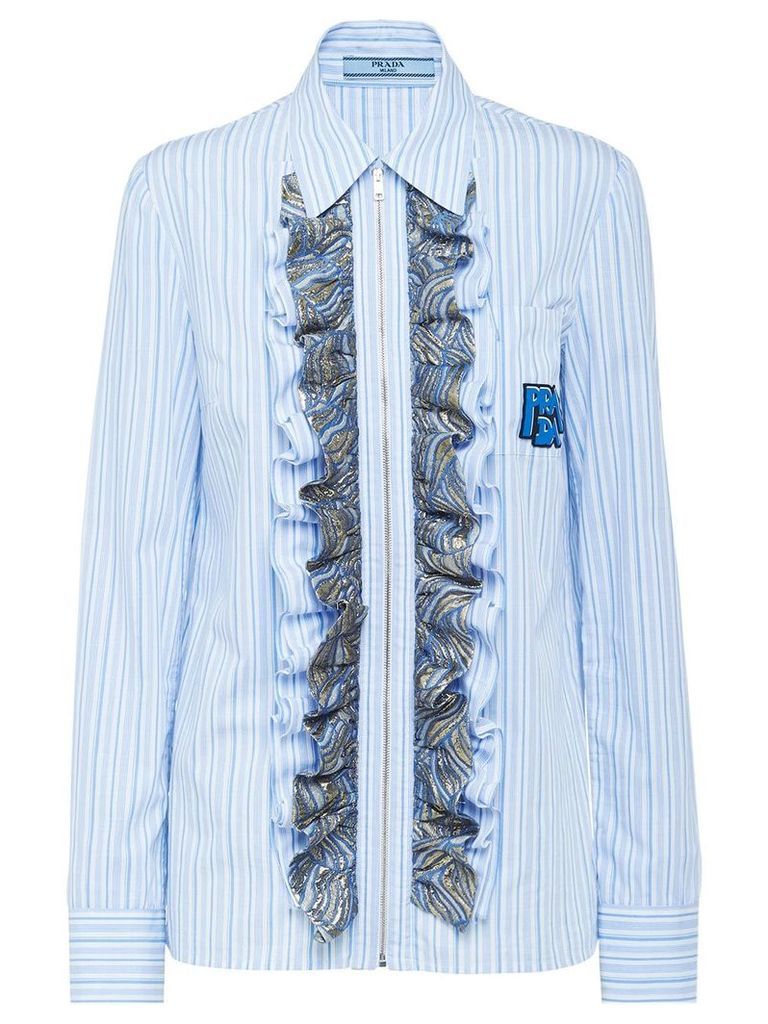 Prada striped ruffled shirt - Blue