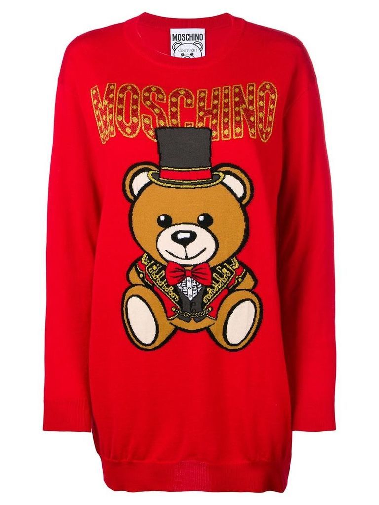 Moschino teddy bear sweater dress - Red