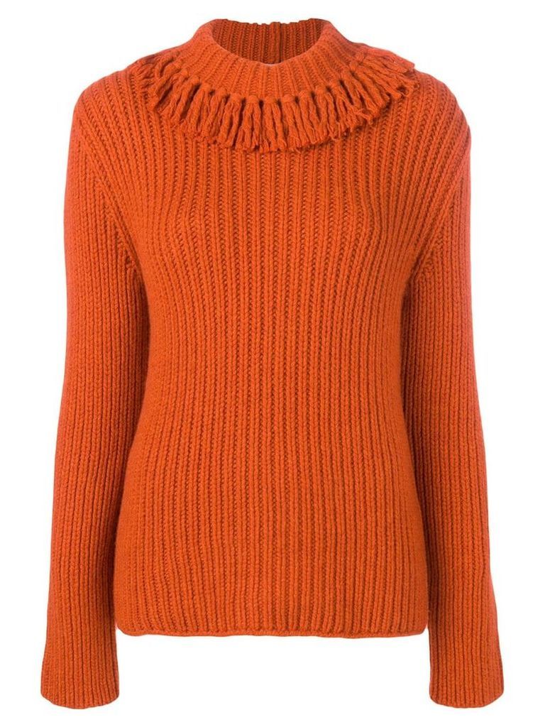 Bottega Veneta fringed neck sweater - ORANGE