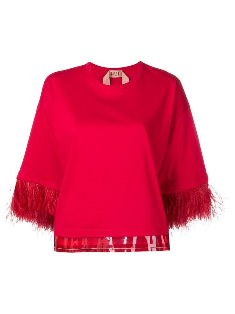 Nº21 feather trim top - Red