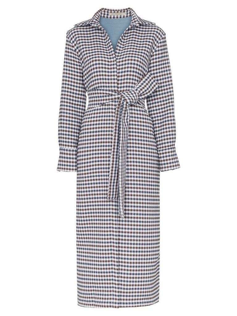 Silvia Tcherassi Checked Belted Trench Coat - Blue