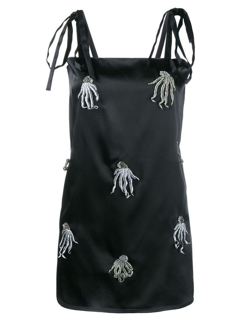 Attico satin mini dress with jellyfish appliqué - Black