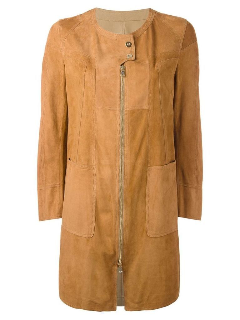 Sylvie Schimmel patchwork coat with zip and press stud fastening -