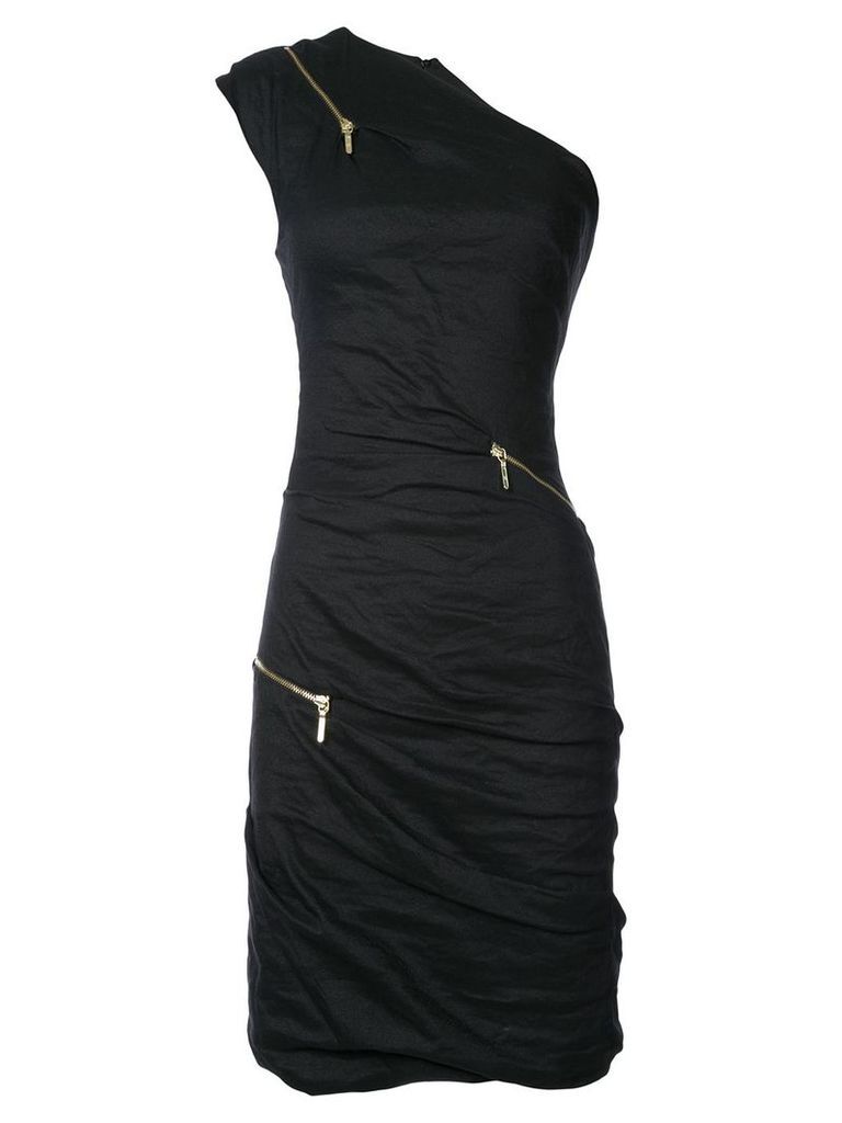 Nicole Miller asymmetric zip detail dress - Black