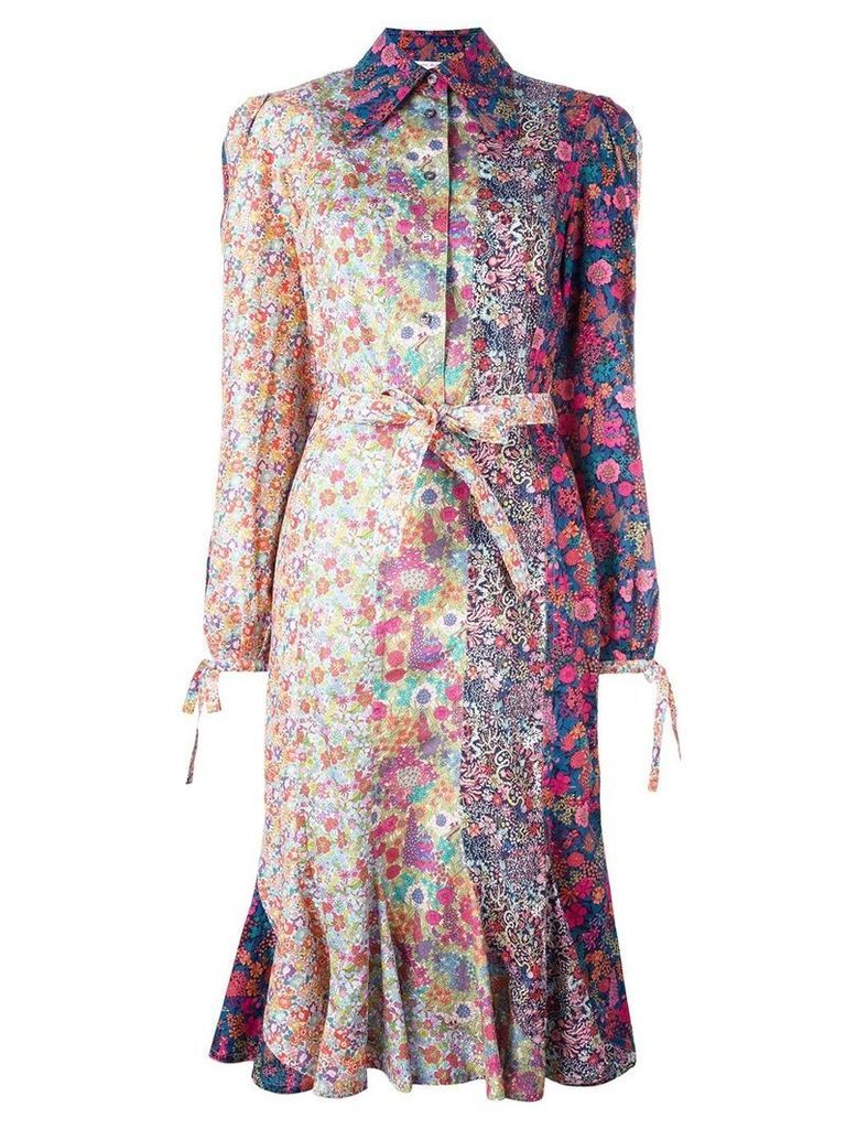 Olympia Le-Tan floral print belted shirt dress - Multicolour