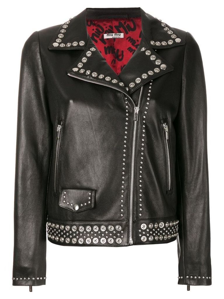 Miu Miu studded leather jacket - Black