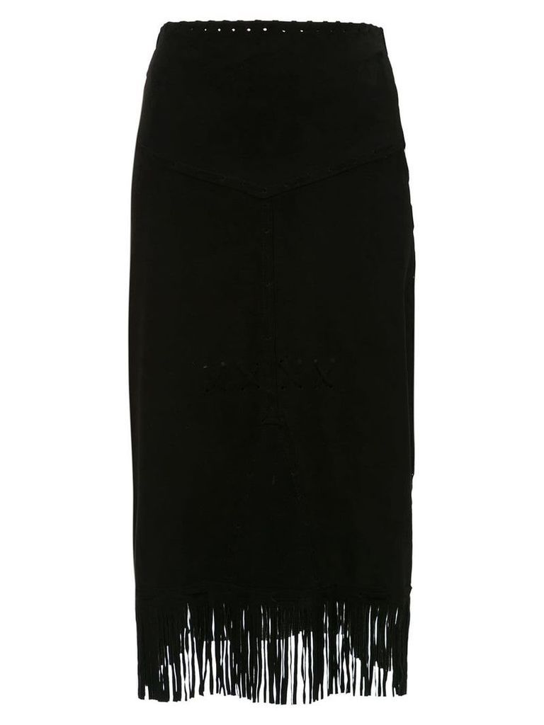 Andrea Bogosian midi skirt with fringes - Black