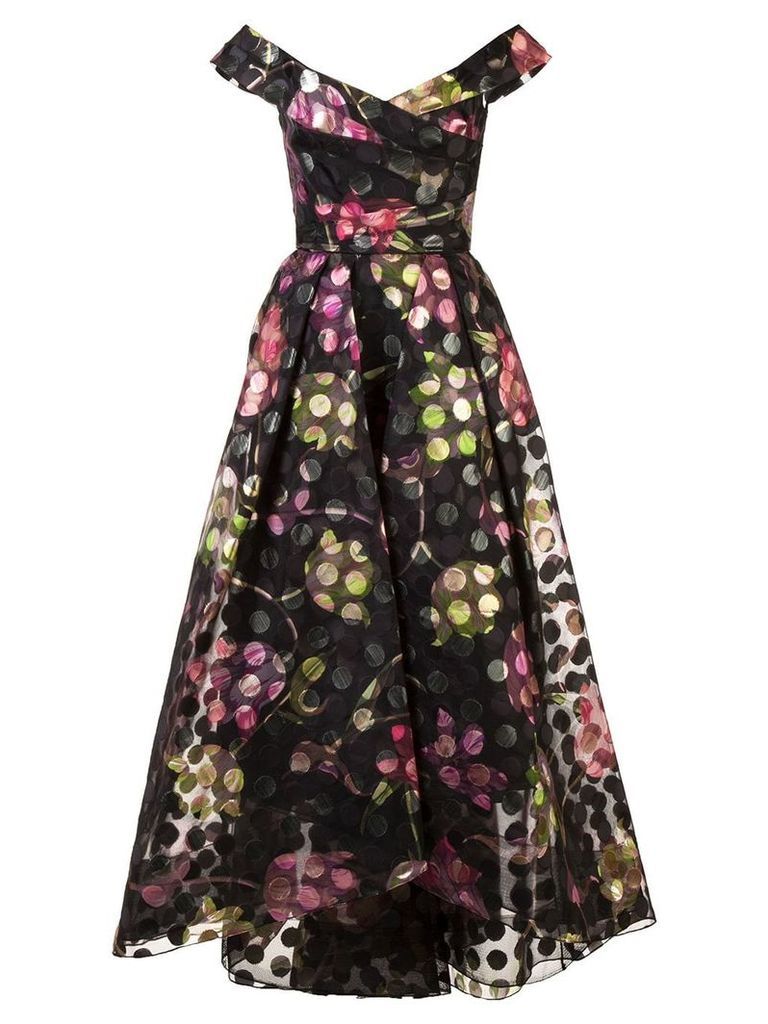 Marchesa Notte off-the-shoulder floral dress - Black