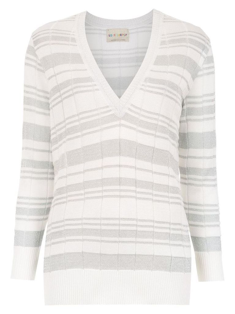 Andrea Bogosian striped knitted sweater - White