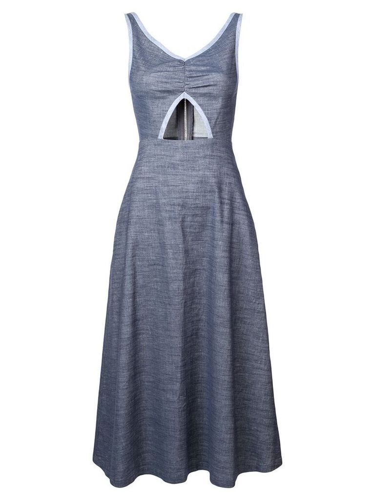 Jill Stuart cut out chambray midi dress - Blue