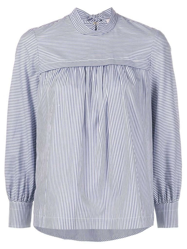 Tory Burch striped bow blouse - Blue