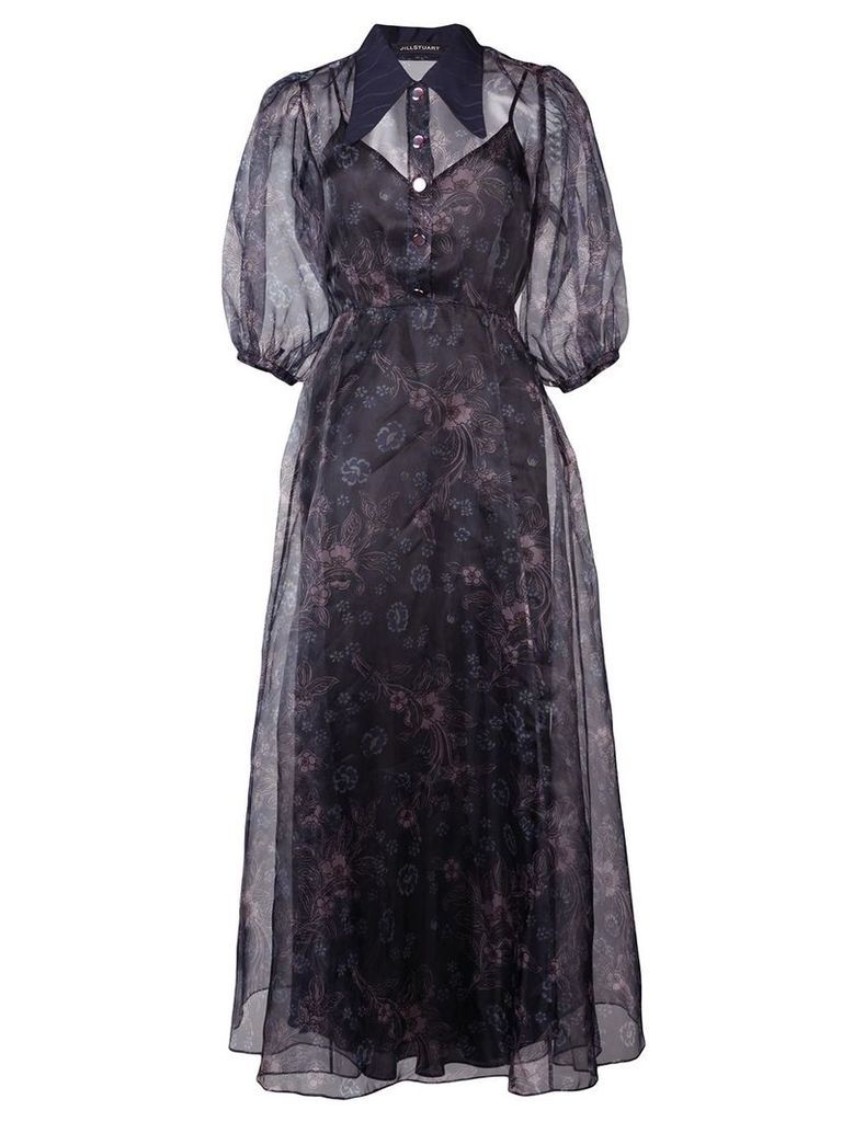 Jill Stuart sheer printed puff sleeve dress - Black